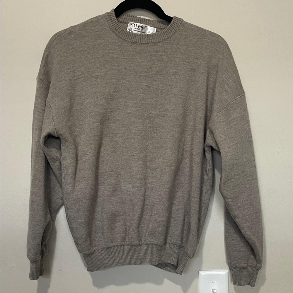 St. Croix Knits Men's Merino Wool Crewneck Pullover Sweater Gray Size Med/L